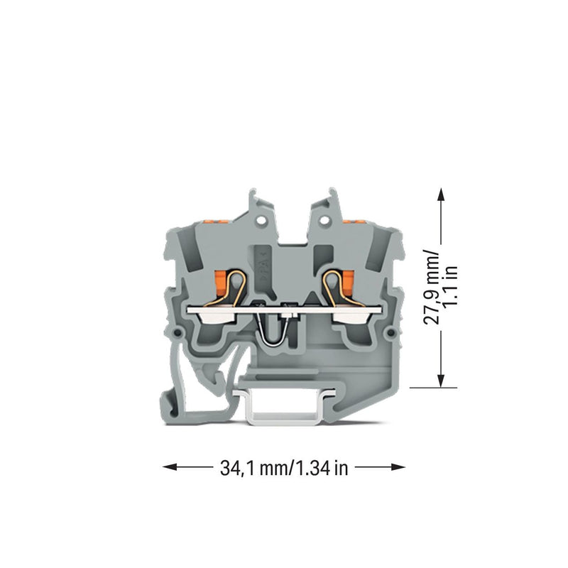 WAGO - Durchgangs-Reihenklemme Mini-Durchgangsklemme 2250-1201 2-Leiter, 1 qmm, gr − 100 Stück