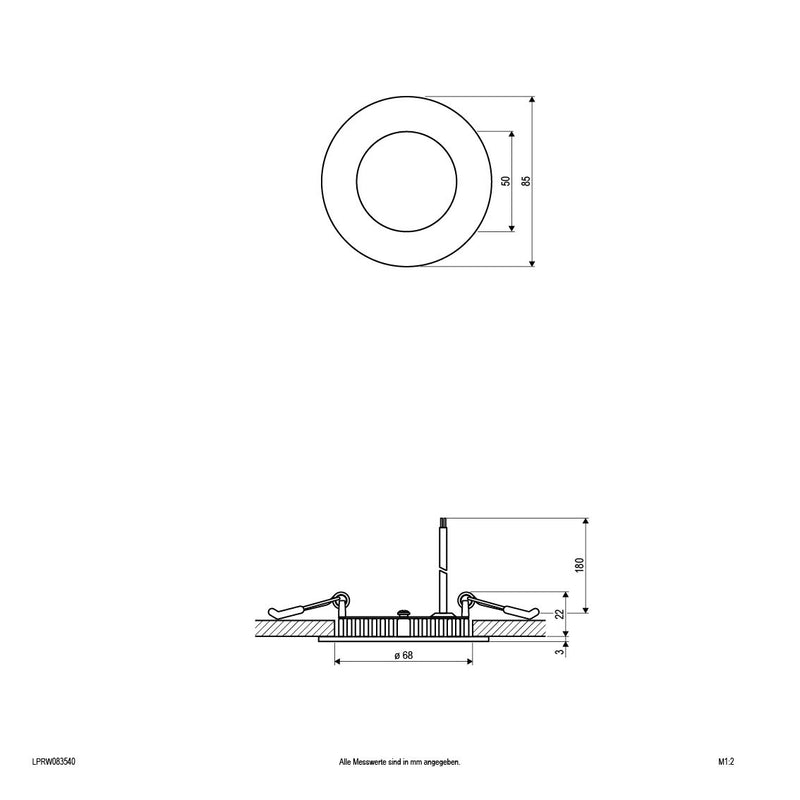 EVN Lichttechnik - Decken-/Wandleuchte LED Einbau Panel ws LP RW 083540 4W 4000K 85mm rd.  − 1 Stück