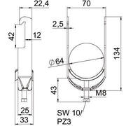 OBO Bettermann - Bügelschelle BS-W1-M-64 A2 58-64mm − 50 Stück