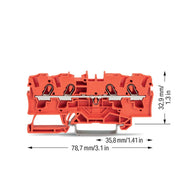 WAGO - Durchgangs-Reihenklemme Durchgangsklemme 2004-1402 4-Leiter, TS 35 − 50 Stück