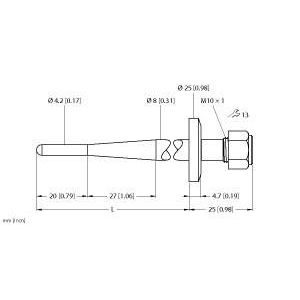 Turck - Temperaturüberwachungsgerät Schutzrohr THW-3-TRI3/4-A4-L035 f.Temperatursensoren