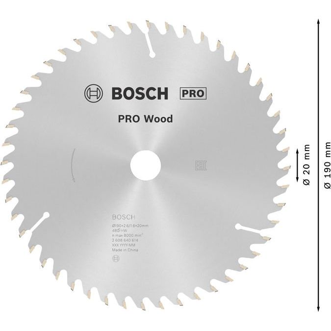 Bosch - Kreissägeblatt PRO Wood Kreissägeblatt, 2608640614 190 x 2,6 x 20 mm