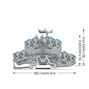 WAGO - Schutzleiter-Reihenklemme 4-Leiter-Doppelstockklemme 2002-2447 2,5mm²,grau − 50 Stück