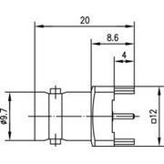 Telegärtner - Koax-Steckverbinder BNC-Buchse für LTP 100023416 50Ohm, löt, 20,0mm − 5 Stück