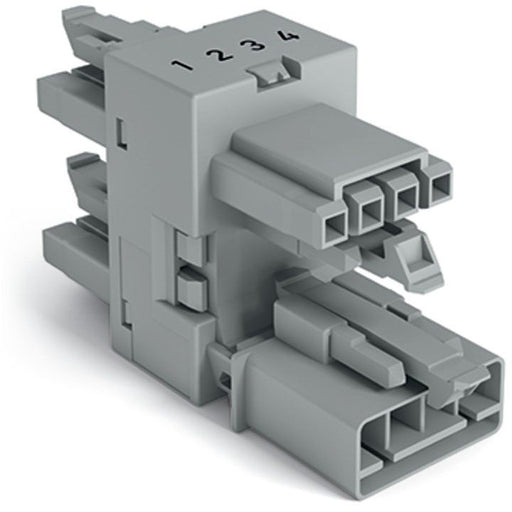 WAGO - Kompaktverteiler für steckbare Gebäudeinstallation 3-fach-Verteiler 4-polig 890-1734 Kod. B,grau − 50 Stück
