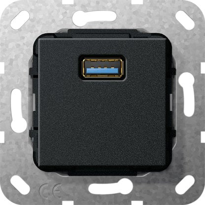 Gira - Einsatz/Abdeckung für Kommunikationstechnik UP Tragring USB A sw matt 568310 Kabelpeitsche