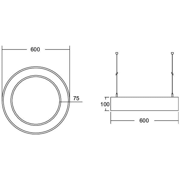 Brumberg Leuchten - Pendelleuchte LED-Pendel-Ringleuchte 13550183 DALI DT6 D60cm H10cm
