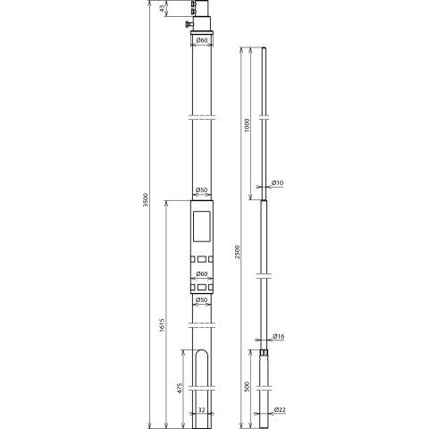 DEHN - Zubehör/Ersatzteile für Erdung und Blitzschutz Stützrohr SRD503500FS #105543 D 50mm L3500mm