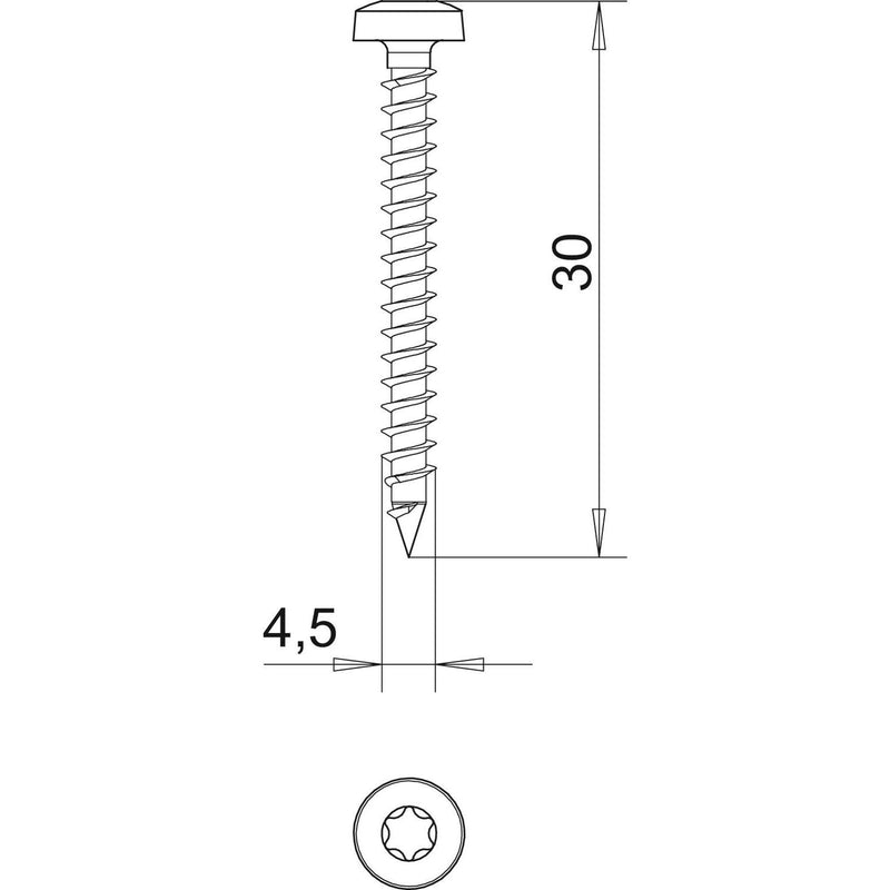 OBO Bettermann - Holz-/Spanplattenschraube Golden-Sprintschraube 4758T 4.5x30 − 200 Stück