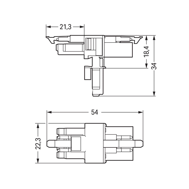 WAGO - Kompaktverteiler für steckbare Gebäudeinstallation T-Verteiler 4-polig 890-676 Kod. A,weiß − 25 Stück