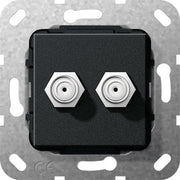 Gira - Einsatz/Abdeckung für Kommunikationstechnik UP Tragring 2fach SAT 565110 F-Buchse sw matt