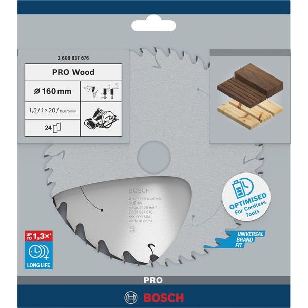 Bosch - Kreissägeblatt PRO Wood cordless 2608837676 Kreissägeblatt 160 x