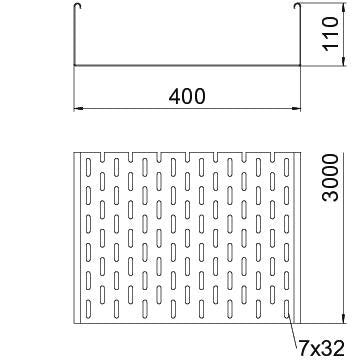 OBO Bettermann - Kabelrinne SKS 140 FT 110x400mm − 3 Meter