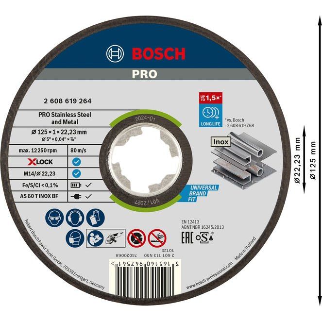 Bosch - Trenn-/Schleifscheibe PRO Stainless Steel and 2608619264 Metal X-Lock