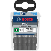 Bosch - Bit-Set PRO Pozidriv Impact Bit, 2608522546VE(15) PZ2, 55 mm, 15-tlg. − 10 Packung
