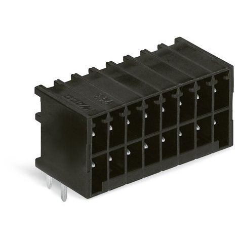 WAGO - Leiterplattensteckverbinder THT-Stiftleiste 2-reihig 713-1424 0,8x0,8,abgew.,sw − 50 Stück