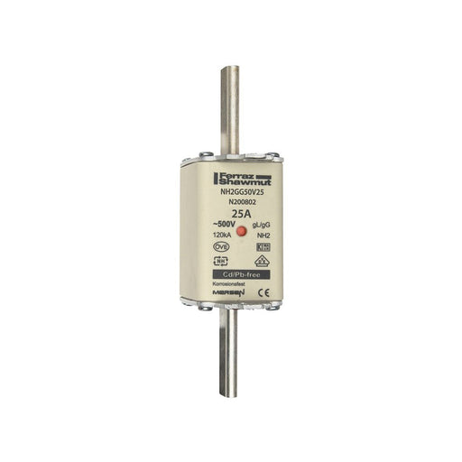 Mersen - Messersicherung Sicherungseinsatz NH gG NH2GG50V25 Gr.2 25A sfü KM − 3 Stück