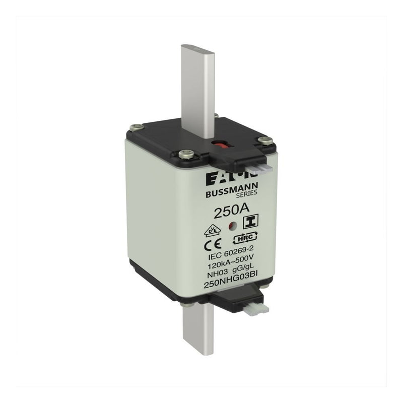 Eaton - Messersicherung Sicherungseinsatz Nieders. 250NHG03BI 250A AC 500V 120kA − 3 Stück