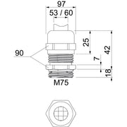 OBO Bettermann - Kabelverschraubung V-TEC VM LM75MS2 M75, CuZn, N − 3 Stück