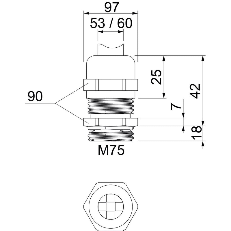 OBO Bettermann - Kabelverschraubung V-TEC VM LM75MS2 M75, CuZn, N − 3 Stück
