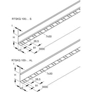 Niedax - Trennwand für Kabeltragsystem Trennsteg RTSKQ 100-2.0 AL 98x2998mm − 3 Meter