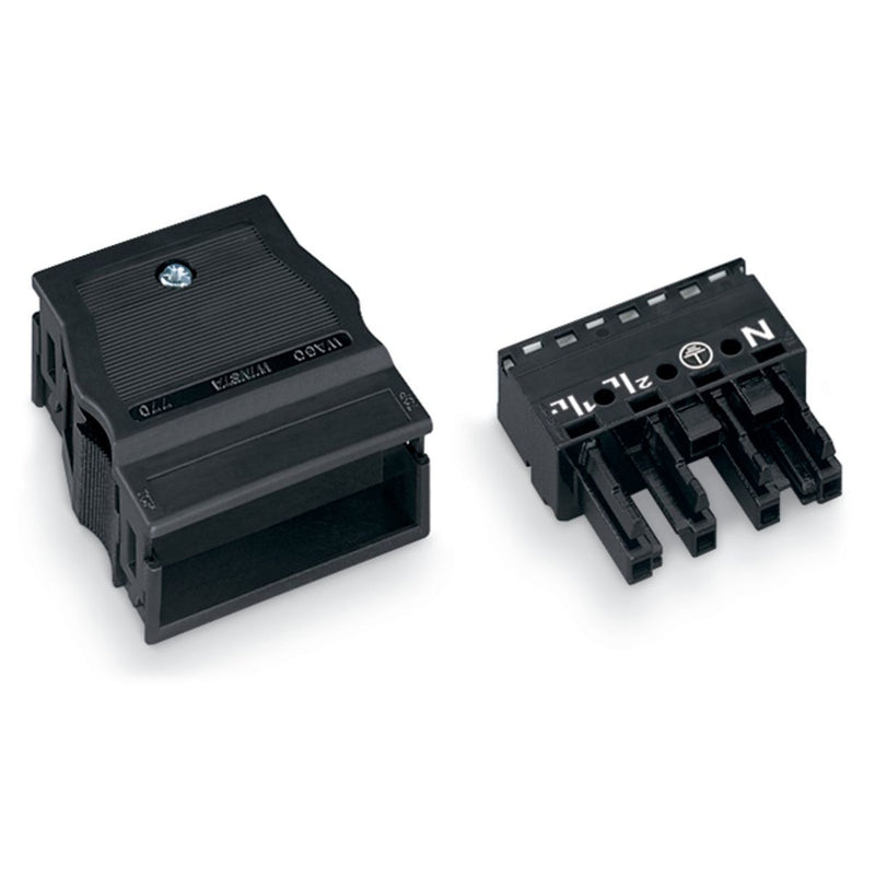 WAGO - Steckverbinder für steckbare Gebäudeinstallation Buchse 770-104 2x0,5-4mmq schwarz − 25 Stück