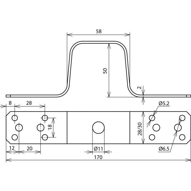 DEHN - Zubehör/Ersatzteile für Erdung und Blitzschutz Überbrückungslasche UEBLL170B11B5265AL L170mm Al m.Bohr