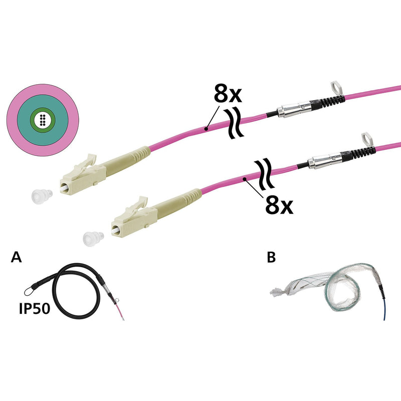 Metz Connect - System-Patchkabel LWL Universalkabel 152U087JJ5050G 8 xOM4, LC-LC, 50m