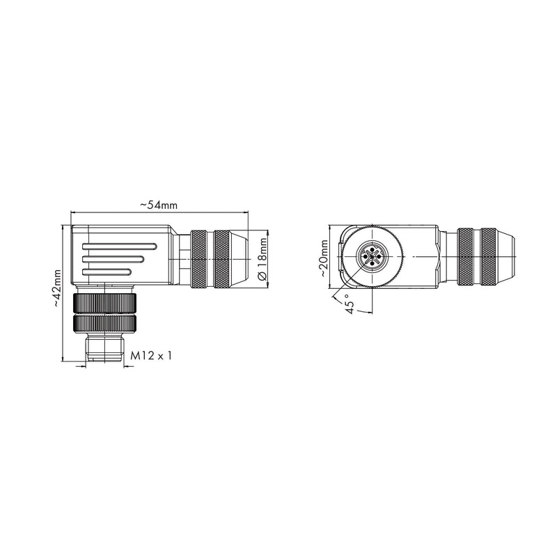 WAGO - Zubehör/Ersatzteile für Steuerungen M12 St gewinkelt 4-polig 756-9501/040-000 M12St. gew