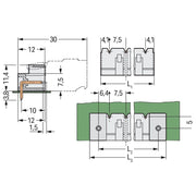 WAGO - Leiterplattensteckverbinder THT-Stiftleiste Lötstift 721-862/001-000 1,2x1,2,abgew.,lgr − 200 Stück