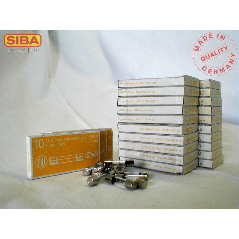 Siba - Zylindrische Sicherung G-Sicherung M 800mA 172525 5x25 ungenormt − 100 Stück