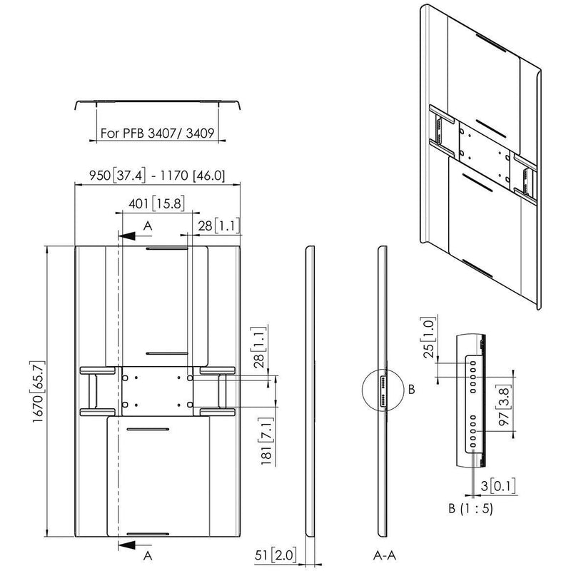 Vogels - Zubehör/Ersatzteile für Unterhaltungselektronik Rückwandabdeckung fDisplay PFA9162 sw Connect-it,HF,75-80Z