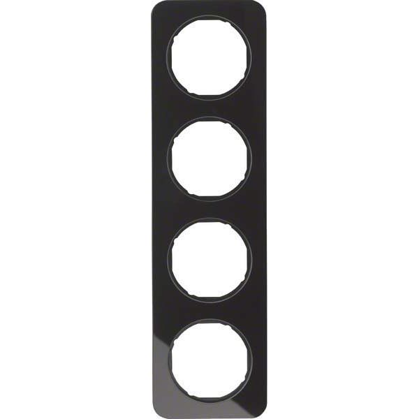 Berker - Abdeckrahmen Rahmen Glas/sw 10142116 4fach