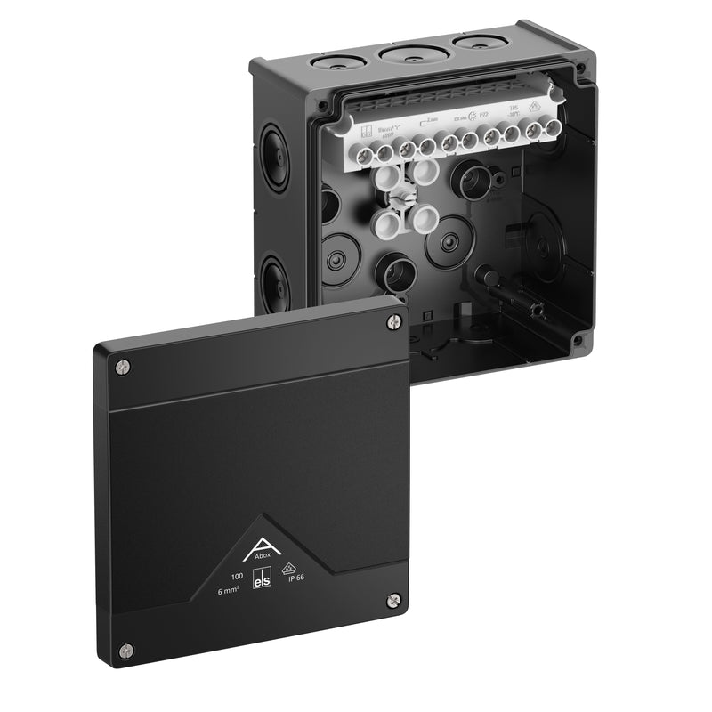 Spelsberg - Dose, Gehäuse für Montage auf der Wand/Decke Abzweigkasten Abox 100-10²/sw IP66 max