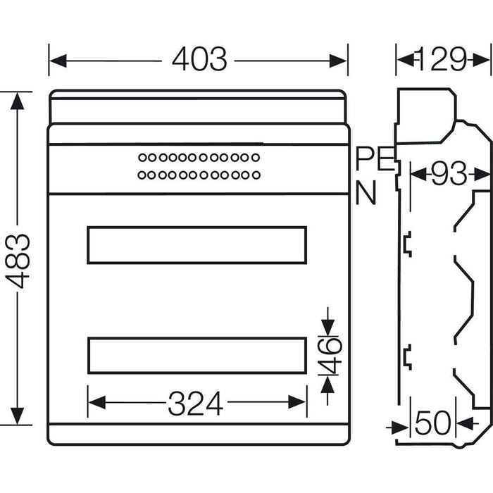 Hensel - Installationskleinverteiler Automatengehäuse KV 2536 36TE 2x18x18mm IP54  − 1 Stück
