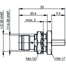 Telegärtner - Koax-Steckverbinder TNC-Einbaubuchse 50Ohm 100023771 cr/cr, G8 (RD-316) − 5 Stück