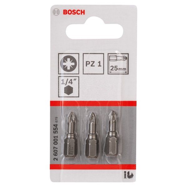 Bosch - Bit Schrauberbit Extra-Hart PZ 2607001554 1, 25 mm, 3er-Pack