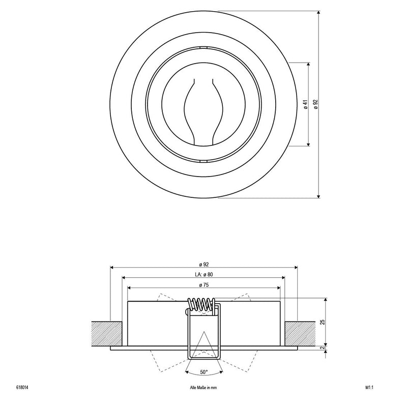 EVN Lichttechnik - Downlight/Strahler/Flutlicht NV-EB-Leuchte 618 014 alu 50W 12V IP20