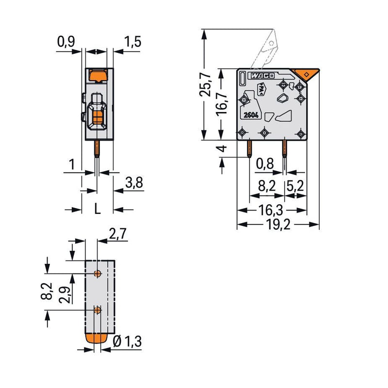 WAGO - Leiterplattenklemme 2604-1101/000-023 4mm²,grün − 300 Stück