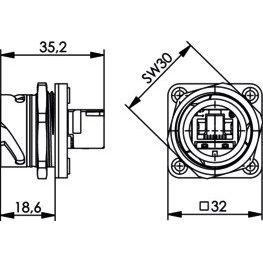 Telegärtner - Modularer Steckverbinder STX V1 Flanschset 100007417 RJ45 Kupplung Cat.6