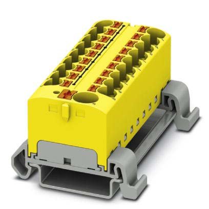 Phoenix Contact - Durchgangs-Reihenklemme Verteilerblock PTFIX10/18X4-NS35AYE − 8 Stück