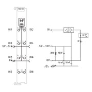 WAGO - Feldbus, Dez. Peripherie - Digitales Ein-/Ausgangs-Modul Digitale Eingangsklemme 753-434 8DI 5V/12V DC 0.2ms