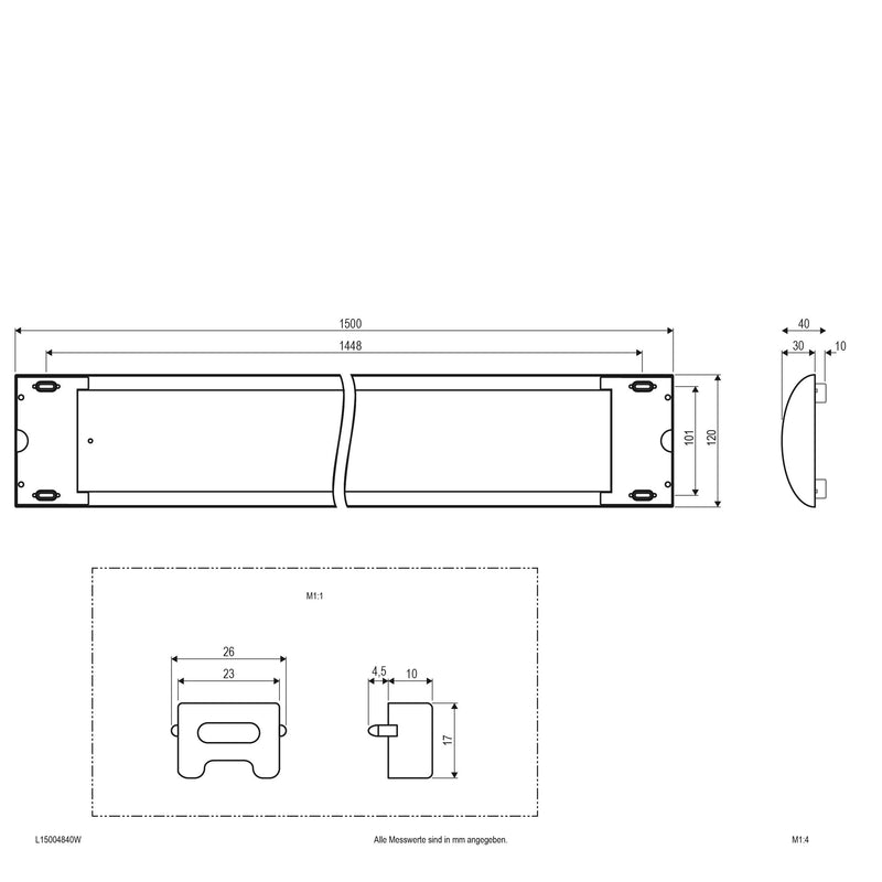 EVN Lichttechnik - Lichtleiste LED-Anbauleuchte L15004840W nw 4000K 230V 110° IP20