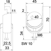 OBO Bettermann - Bügelschelle BS-U1-M-40 FT 34-40mm − 100 Stück