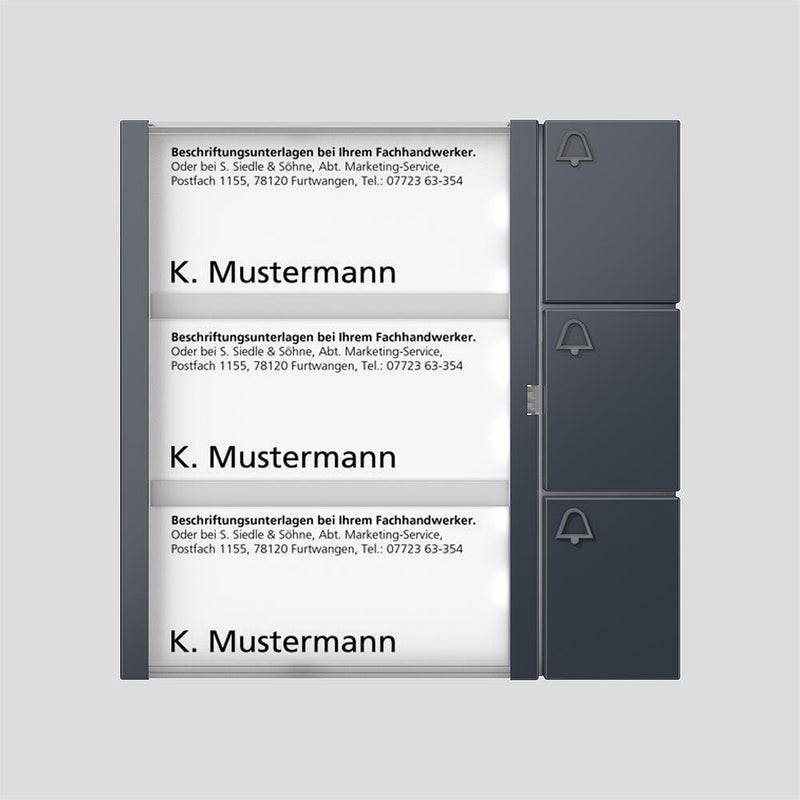 Siedle&Söhne - Funktionsmodul für Türkommunikation Tasten-Modul TM 612-3 AG anthrazitgrau