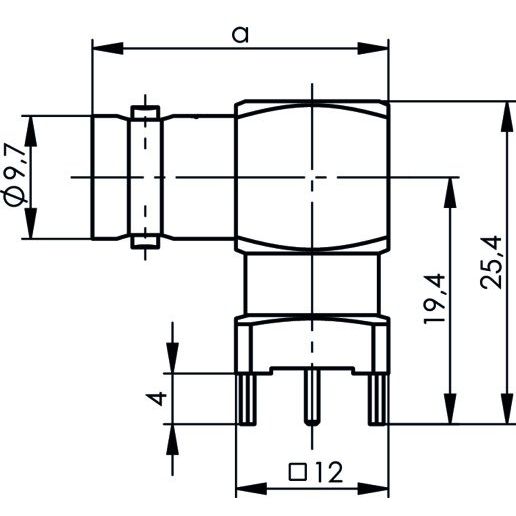 Telegärtner - Koax-Steckverbinder BNC-Winkelbuchse 100023538 75Ohm löt f.gedr.Sch − 5 Stück
