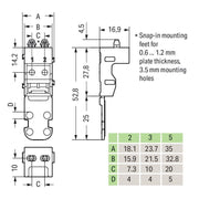 WAGO - Zubehör/Ersatzteile für Klemmen Befestigungsadapter 221-523/000-004 Serie 221-4mm²,sw − 10 Stück