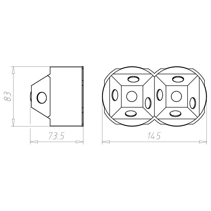 Kaiser - Dose, Gehäuse für Montage in der Wand/Decke Schallschutzdose Klasse A 9799-77.02 QuickboxMaxi 2x1 D83 − 5 Stück