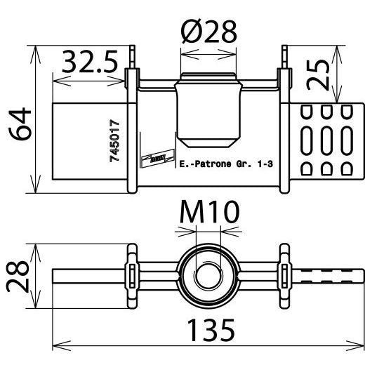 DEHN - Anschlusselement für EuK-Vorrichtung Erdungspatrone EP NH1 3 TI GL M10 NH 1..3 teilisoliert