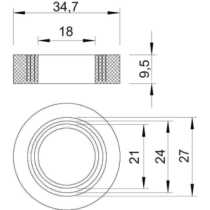 OBO Bettermann - Einschnittring 107 B PG29 Gummi − 100 Stück